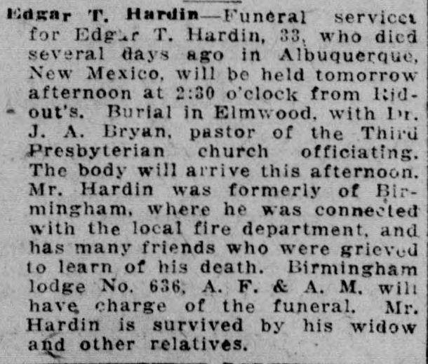 Edgar T. Hardin obituary